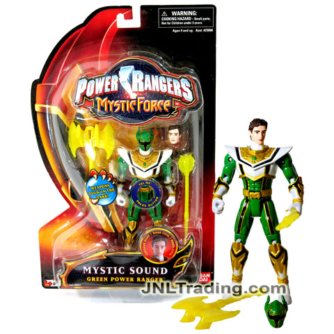 Year 2006 Power Rangers Mystic Force Series 6 Inch Figure - MYSTIC SOUND GREEN POWER RANGER with Sound FX, Extra Head, Magi Staff and Magic Axe