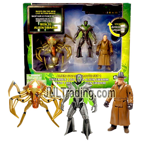 Year 2010 Cartoon Network Ben 10 Alien Swarm Movie Series 3 Pack 4 Inch Figure Set 1 with ALIEN QUEEN, NANOMECH and VALIDUS