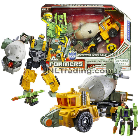 Year 2008 Transformers Universe Voyager Class 8 Inch Tall Figure - Decepticon HEAVY LOAD with Drill Bit Mini-Con & Activation Key (Mixer Truck)