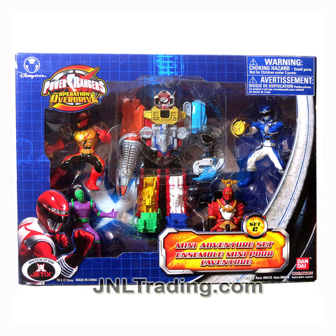 Year 2007 Power Rangers Operation Overdrive 5 Pack Figure Set - MINI ADVENTURE SET C with Red & Blue Ranger, TransMax Zord, Choobo and Minion