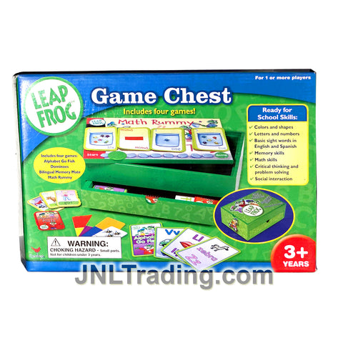 Year 2005 Leap Frog GAME CHEST with 4 Games (Dominoes, Math Rummy, Alphabet Go Fish and Bilingual Memory Mate