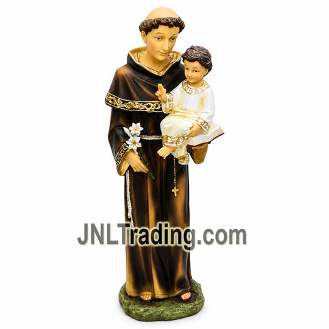 Turtle King 16" St. Anthony of Padua with Infant Jesus Statue Catholic Religious Hand-Painted Resin Figurine Home Altar Church Decor D28138