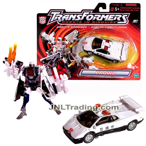Year 2001 Transformers Robots In Disguise Combiners Series 5 Inch Figure - White High Speed Chaser PROWL with Flame Launcher (Lamborghini Diablo)