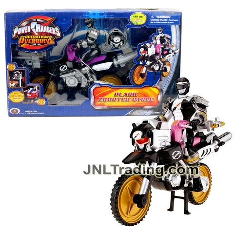 Year 2007 Power Rangers Operation Overdrive Series Vehicle Set - BLACK ZORDTEK CYCLE with Black Power Ranger and Light-Up Zord Head