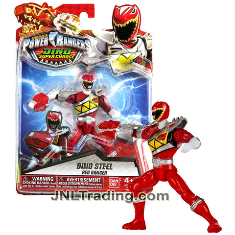 Year 2015 Saban's Power Rangers Dino Super Charge Series 5 Inch Tall Figure - Dino Steel RED RANGER aka Tyler with T-Rex Smasher