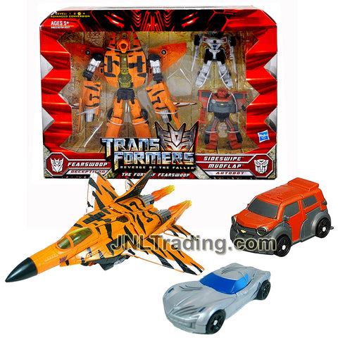 Year 2009 Transformers Revenge of the Fallen Figure Set - THE FURY OF FEARSWOOP with Deluxe Class Fearswoop Plus Legend Class Sideswipe and Mudflap