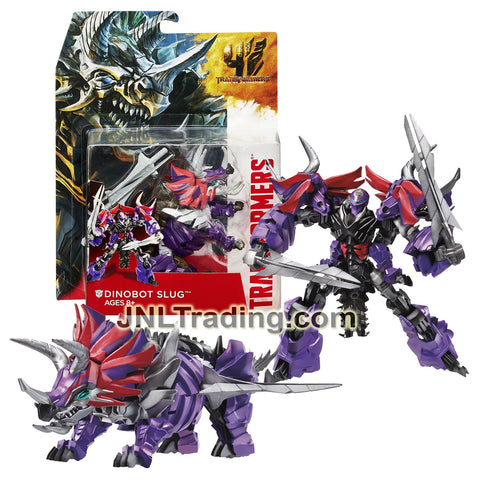 Year 2013 Transformers Movie Age of Extinction Series Deluxe Class 5.5 Inch Tall Figure - DINOBOT SLUG with 2 Spike Swords (Triceratops)