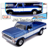 Maisto Special Edition Series 1:18 Scale Die Cast Car Set - Blue 1979 FORD F150 PICK-UP with Display Base