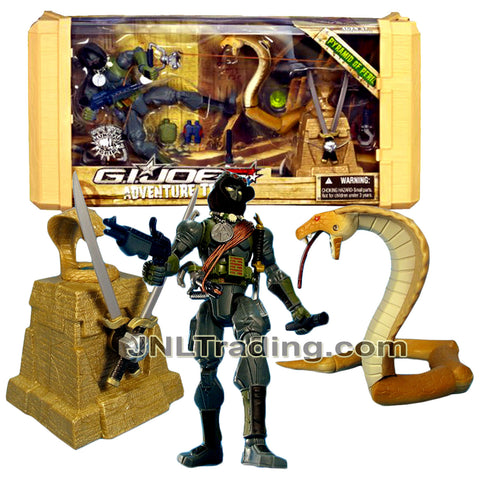 Year 2007 GI JOE The Adventure Team Series 8 Inch Figure Set - PYRAMID OF PERIL with SNAKE EYES, Binoculars, Cobra Snake and Pedestal with Swords