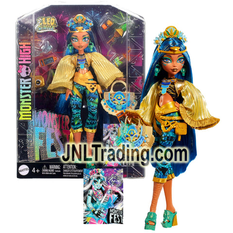 Year 2024 Monster High Monster Fest Series 11 Inch Doll Set - CLEO DE NILE with Handbags, Poster, Sunglasses, Pyramid Kebab and Refreshing Drink