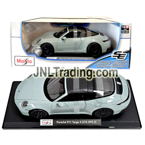 Maisto Special Edition Series 1:18 Scale Die Cast Car - Grey Sports T-Hybrid Coupe PORSCHE 911 TARGA 4 GTS (992.2) with Display Base