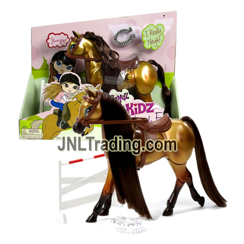MGA Entertainment Bratz Kidz Horseback Fun Series 8.5 Inch Tall Electronic Horse - JUMPER with Neigh Sound Plus Mane Brush & Fence Piece