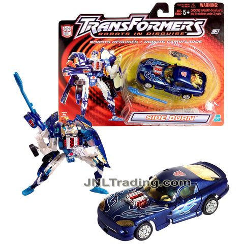 Year 2001 Transformers Robots In Disguise Combiners Series 5 Inch Tall Figure -  BLUE Speedy Knight SIDE BURN with Blaster Gun and Bow (Dodge Viper)