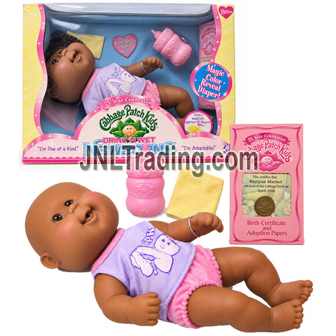 Year 2007 Cabbage Patch Kids 25 Year Celebration Drink ’N Wet Newborn 10 Inch Baby Doll - KAYLYNN MARISOL with Birth Certificate (Apr. 15th)