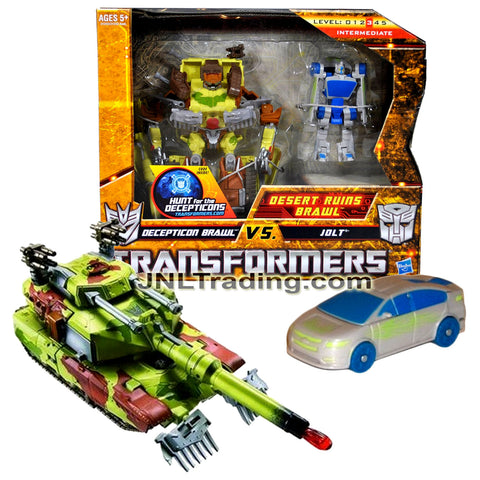 Year 2010 Transformers Hunt for the Decepticons Series 2 Pack Set - DESERT RUINS BRAWL with Deluxe BRAWL (Tank) & Legends JOLT (Chevy Volt)
