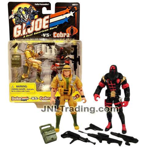 Year 2001 GI JOE A Real American Hero vs Cobra Series 2 Pack 4 inch Figure Set : DUKE vs. COBRA COMMANDER with Weapons and Accessories