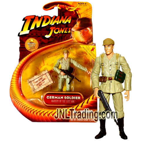 Year 2008 Indiana Jones Raiders of the Lost Ark Movie Series 4 Inch Figure - GERMAN SOLDIER in Uniform with Machine Gun and Hidden Relic