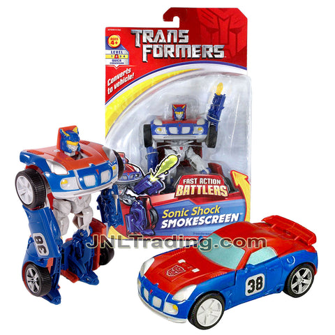 Year 2007 Transformer Fast Action Battlers Series 6 Inch Tall Figure - Sonic Shock SMOKESCREEN with Cannon Blast Launcher (Pontiac Solstice)