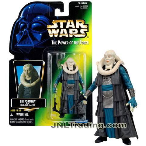 Year 1996 Star Wars Power of The Force Series 4 Inch Tall Figure - BIB FORTUNA with Hold-Out Blaster