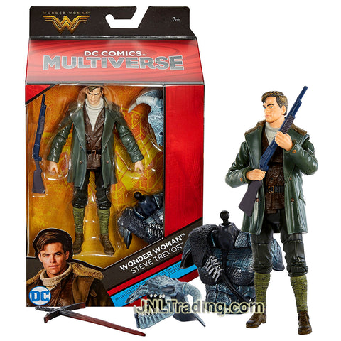 Year 2016 DC Multiverse Wonder Woman Series 6 Inch Tall Figure - STEVE TREVOR with Sword, Rifle Plus Ares' Head and Upper Abdomen