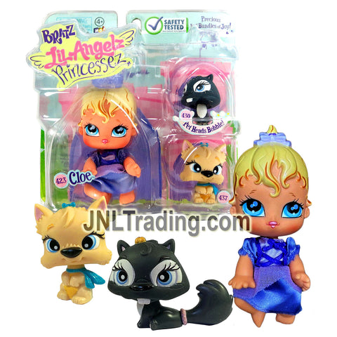 MGA Entertainment Bratz Lil Angelz Princessez Series 4 Inch Doll with 2 Pets Set - CLOE (#423), Black Squirrel (#430) and Scottish Terrier Dog (#437)