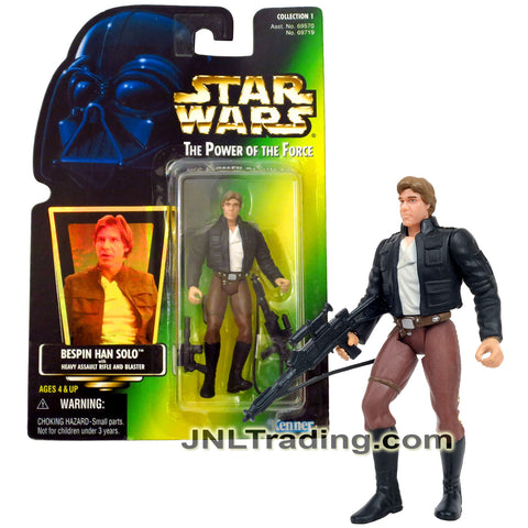 Year 1997 Star Wars Power of The Force Series 4 Inch Tall Figure - BESPIN HAN SOLO with Heavy Assault Rifle and Blaster