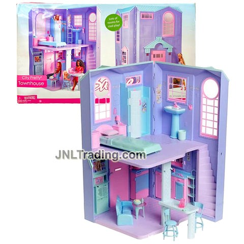 Year 2005 Barbie CITY PRETTY TOWNHOUSE Playset with 2 Floor Level and Great Kitchen