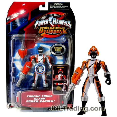 Year 2006 Power Rangers Operation Overdrive Series 5.5 Inch Tall Figure - TORQUE FORCE BLACK POWER RANGER with Robo Mode Helmet and Weapon