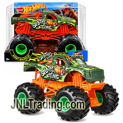 Year 2018 Hot Wheels Monster Trucks 1:24 Scale Die-Cast Metal Truck - SPLATTER TIME FYJ93 with Monster Tires & 4-Wheel Steering