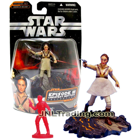 Year 2006 Star Wars Greatest Battles Collection Revenge of the Sith 3.5 Inch Figure : PADME with Blaster, Display Base and Han Solo Hologram