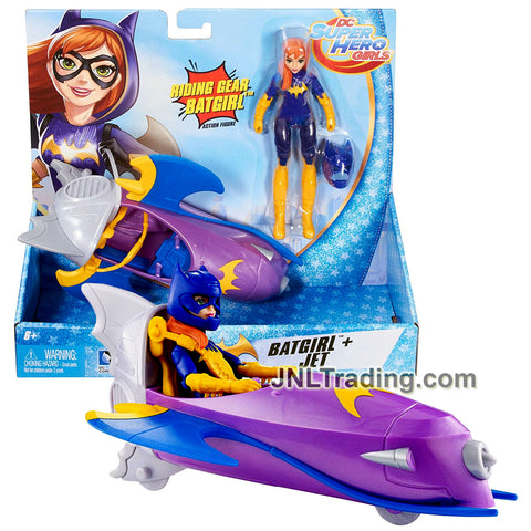 Year 2016 DC Super Hero Girls Series 6 Inch Tall Figure with Vehicle Set - BATGIRL with JET and Helmet