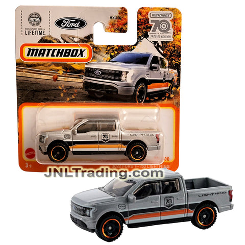 Year 2023 Matchbox MBX Metal Lifetime Series 1:64 Scale Die Cast Metal Car #20 - Silver Full Size Electric Pick-Up 2022 FORD F-150 LIGHTNING HXD47