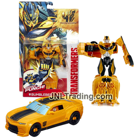 Year 2013 Transformers Movie Age of Extinction Series Power Attacker 5-1/2" Tall Figure - BUMBLEBEE with Power Punch Feature (Vehicle Mode: Chevy Camaro)