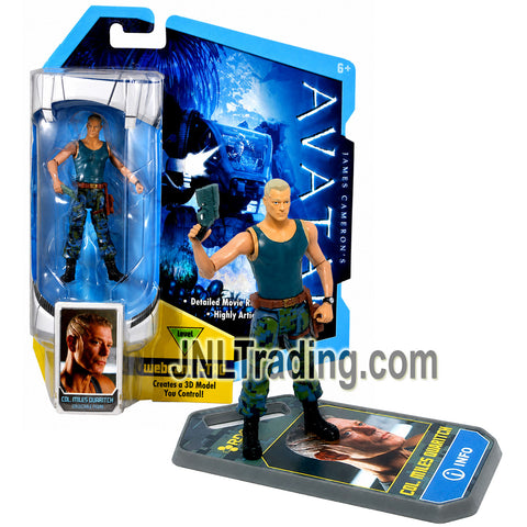 Year 2009 James Cameron’s Avatar Highly Articulated 4 Inch Action Figure - COL. MILES QUARITCH R2297 with Pistol and Level 1 Webcam i-TAG Accessory