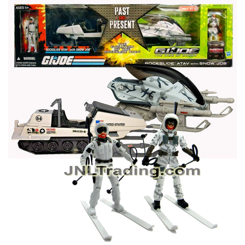 Year 2009 GI JOE Past and Present Series 2 Pack 4 Inch Figure with Vehicle Set - THE EVOLUTION OF THE ROCKSLIDE ATAV with SNOW JOB (Classic & Movie)