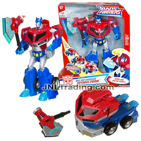 Year 2008 Transformers Animated Series Supreme Class 12 Inch Electronic Figure - Autobot ROLL OUT COMMAND OPTIMUS PRIME with Ultra Axe (Truck)