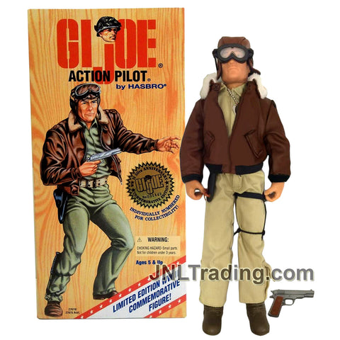 Year 1996 GI JOE World War II Classic Collection Series 12 Inch Soldier Figure - ACTION PILOT (Brunette) with Jacket, Hat, Goggles, Knife and Gun