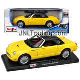 Maisto Special Edition Series 1:18 Scale Die Cast Car - Yellow 2 Door Convertible FORD THUNDERBIRD with Black Hardtop and Display Base