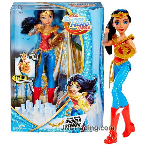 Year 2015 DC Super Hero Girls Series 12 Inch Electronic Doll - Power Action WONDER WOMAN with Action Lights and Sounds