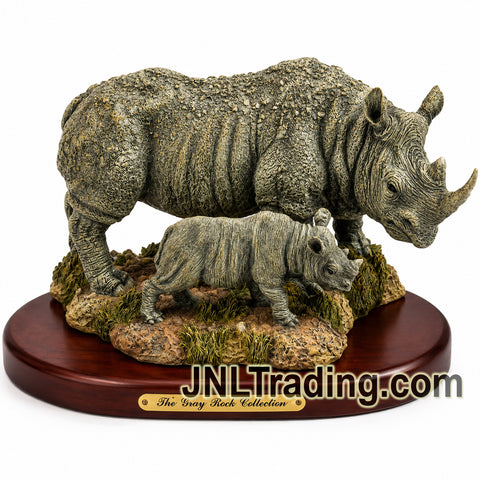 Amy & Addy The Gray Rock Collection African White Rhino & Calf Sculpture Wildlife Resin Statue