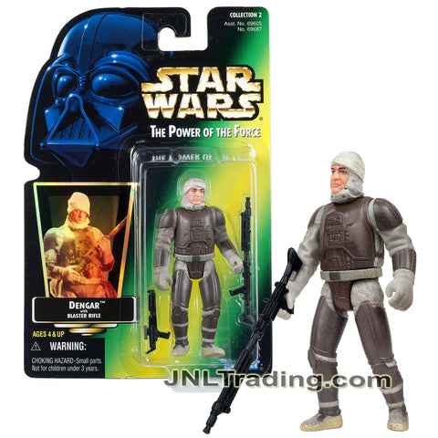 Year 1997 Star Wars Power of The Force Series 4 Inch Figure - Bounty Hunter DENGAR with Blaster Rifle and Pistol