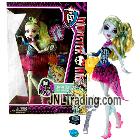 Year 2011 Monster High Dot Dead Gorgeous Series 11 Inch Doll - LAGOONA BLUE with Purse, Cosmetic Case, Cell Phone, Hairbrush and Doll Stand