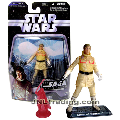 Year 2006 Star Wars The Saga Collection The Empire Strikes Back 4 Inch Figure - GENERAL RIEEKAN with Blaster, Display Base & Anakin Skywalker Hologram