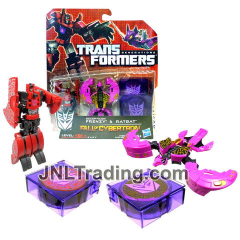 Year 2012 Transformers Generations Fall of Cybertron Series 2 Pack Legends Class 3 Inch Tall Figure - FRENZY and RATBAT Plus 2 Data Disc Case