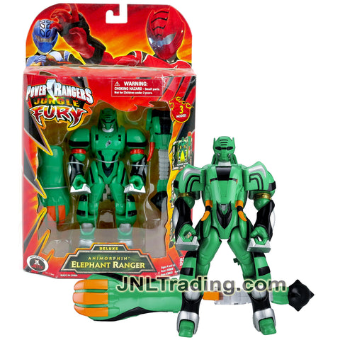 Year 2007 Power Rangers Jungle Fury 7 Inch Tall Action Figure - ANIMORPHIN' ELEPHANT RANGER with 3 Modes (Green Ranger, Wild Ranger and Animal)