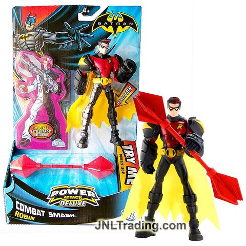 Year 2012 DC Batman Power Attack Deluxe 6 Inch Figure - Combat Smash ROBIN with Spinning Hand Attack, Staff and Two-Face Battle Target