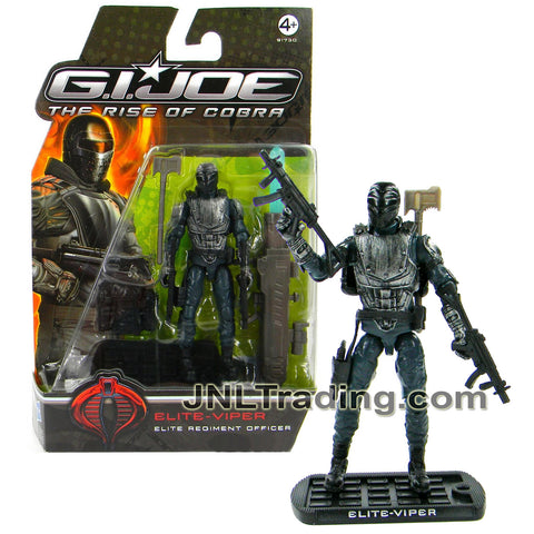 Year 2008 GI JOE Movie The Rise of Cobra 4 Inch Figure - Regiment Officer ELITE VIPER with Rifles, Hatchet, Missile Launcher, Gun and Display Base