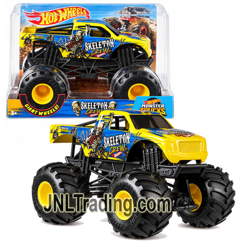 Year 2018 Hot Wheels Monster Trucks 1:24 Scale Die-Cast Metal Monster Truck - SKELETON CREW GCX19 with Working Suspension and 4-Wheel Steering