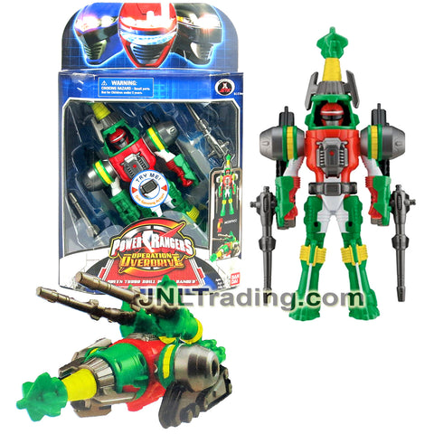 Year 2006 Power Rangers Operation Overdrive Series 8 Inch Tall Figure - TURBO DRILL GREEN POWER RANGER that Morphs to Drill Driver