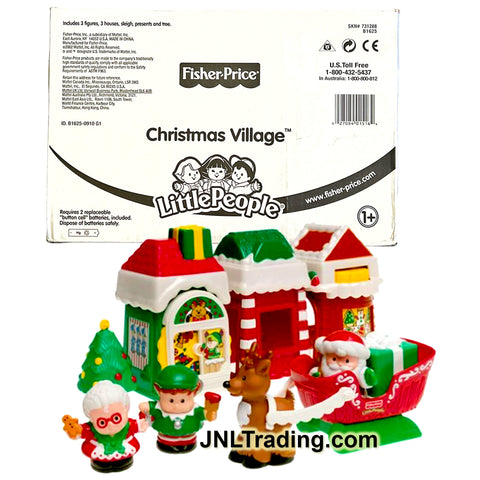 Year 2002 Little People CHRISTMAS VILLAGE with Santa Claus, Mrs Claus, Elf Boy and Reindeer